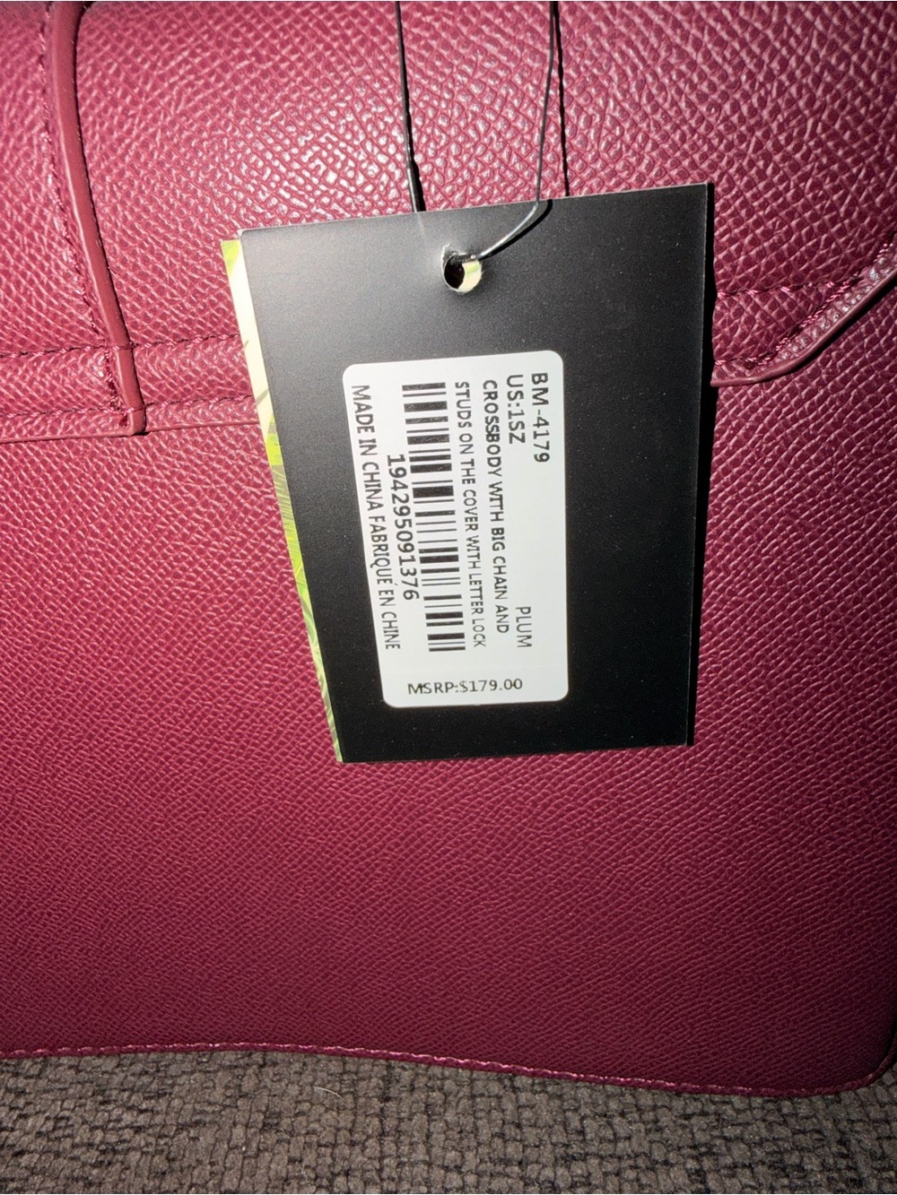 Top-Handle Studded Satchel Bag in Plum - Picture 3 of 7